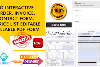 do interactive order invoice contact form price list editable fillable pdf form