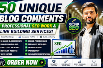 50 create unique domain low obl blog comments with high da
