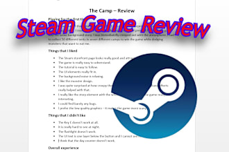 make a professional review of your steam game