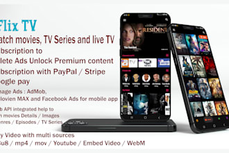 build android flix portal apps and ott website with admin panel