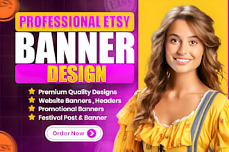 design creative etsy shop banner shopify or ecommerce