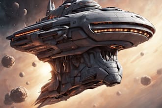 design spaceship concept art for you