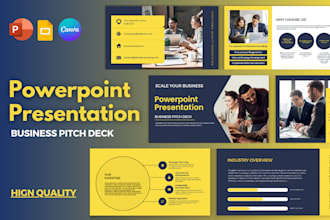 do professional powerpoint, canva presentation and sales pitch deck template