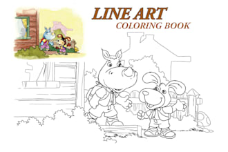 create lineart illustration for coloring book