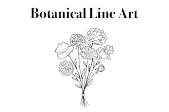 create minimalist elegant botanical floral line art