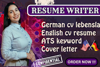 craft professional resume, german cv lebenslauf, english resume, cover letter