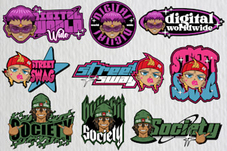 make unique logo y2k with character design