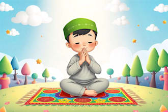 draw islamic designs and muslim kids book illustrations