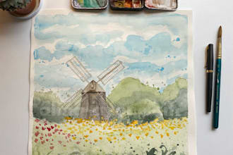 handmade watercolor painting on paper