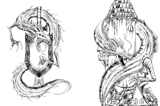 draw monster or fantasy creature in sketch illustration
