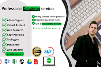 do accurate fast data entry and web research , admin support