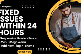 fix wordpress website menu header footer design and redesign