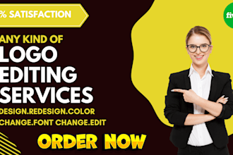 edit , modify, text, color change or update your logo