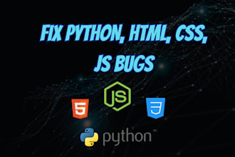 fix python, HTML CSS,  javascript issues or bugs