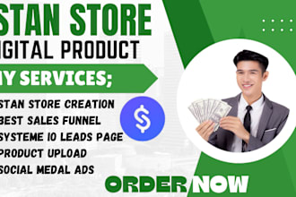 setup stan store, sales funnel,systeme io, digital product marketing stan store