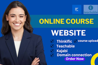 build your teachable thinkific or kajabi course website and connect your domain