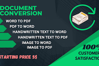 do manual typing work, pdf to word and vice versa