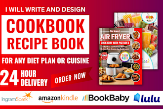 write and design recipe book, cookbook, meal plan and ebook