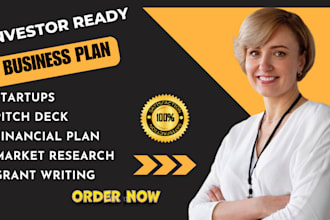 write detailed business plan for startups, financial plan, pitch deck