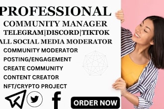 be your telegram, tiktok community manager, discord, social media moderator