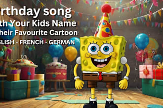 write original funny happy birthday song with female or male vocalists