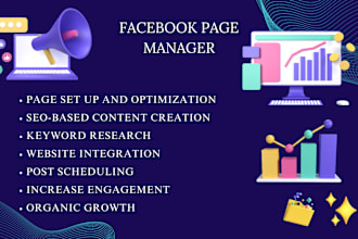 set up and manage facebook page, SEO based content, and ad campaigns