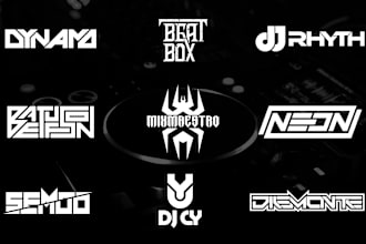 design music, recording studio, band, edm and dj logo