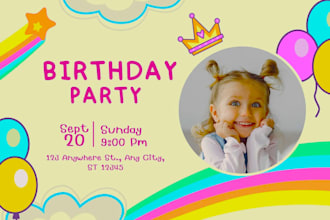 do roll up, birthday or greeting card design and logo design