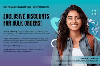 resize bulk images, professional photoshop retouch, remove backgrounds, compress