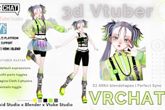 create gmod 3d character, vr character, vrchat avatar, 3d vtuber, vroid, vrm