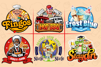 do BBQ, food, character, cafe, pizza, burger, taco, and restaurant logo design