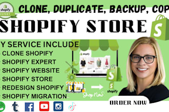clone, duplicate, redesign shopify store, shopify website or clone shopify