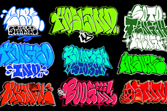 make a graffiti throw up with your name or your brand name