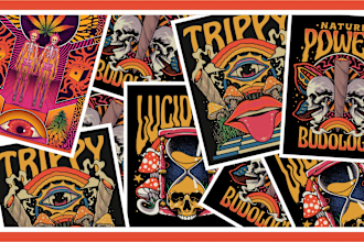 make custom illustration vintage psychedelic trippy artwork