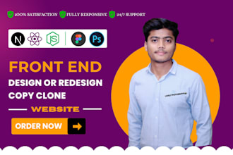 develop or redesign copy clone website, using react or next js