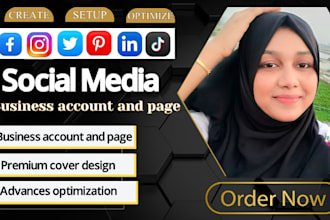create and setup all social media business accounts