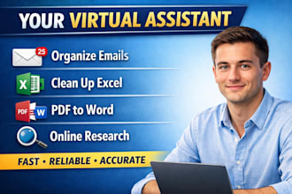 organize emails, clean excel data, convert pdfs, and do research