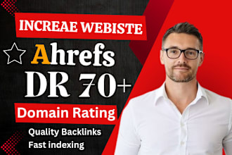 increase ahrefs domain rating dr70, high domain authority off page seo backlinks