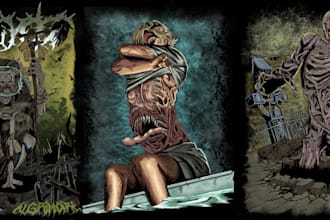 draw horror dark art, tshirt, metal album cover illustration