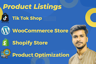 list and optimize your products on tiktok shop, shopify, and  woocommerce stores