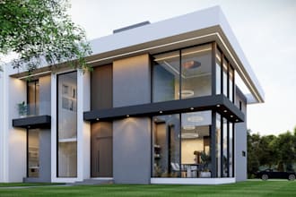 design house exterior, and realistic 3d renderings