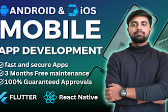 develop hybrid mobile app for android and ios using flutter or react native