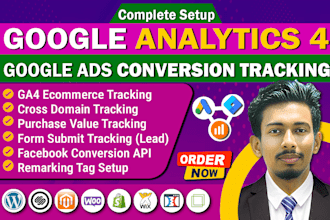 setup google analytics 4, ads conversion tracking, ga4 ecommerce tracking by GTM