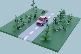 create 3d low poly asset, environment modeling in blender