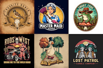 do creative hand drawn, retro and vintage logo design for your business