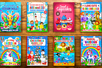 design kids coloring  book cover and interior for amazon KDP