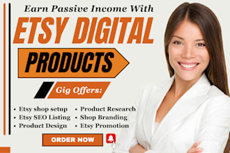 setup etsy digital products shop, etsy digital product, etsy product listing seo