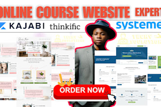 build expert kajabi online course website, systeme io thinkific sales funnel ghl