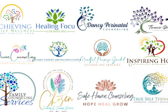 design business wellness logo,coaching,therapy,mental health and counseling