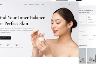 skincare website, beauty website, spa cosmetics website, shopify website design